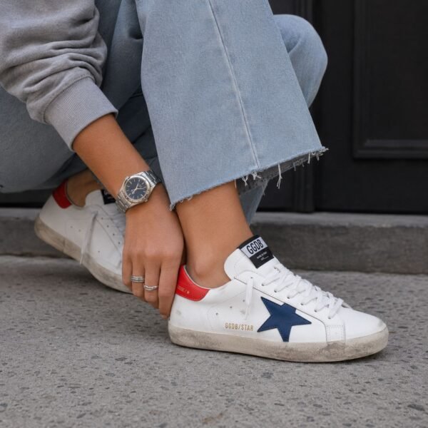 GOLDEN GOOSE SUPERSTAR |  WHITE BLUE RED